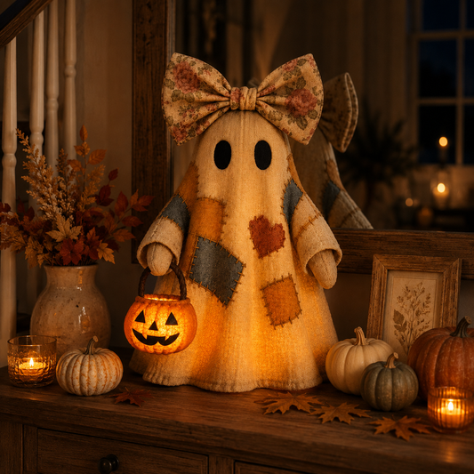 Vintage Patchwork Glowing Ghost - image 2