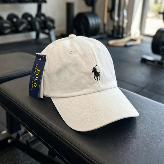 Polo Ralph Lauren Men’s Baseball Cap Adjustable White with black polo - gym