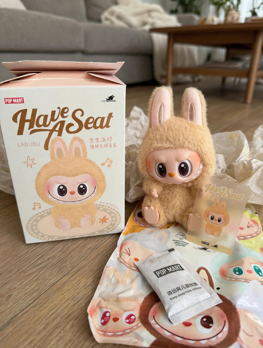 LABUBU - THE MONSTERS - Have a Seat Vinyl Plush Blind Box china copy - unbox