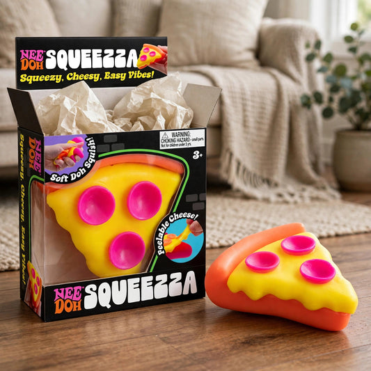 NeeDoh SQUEEZA Pizza Squeeze Toy Yellow Crust Nee Doh Fidget Squishy G - unbox