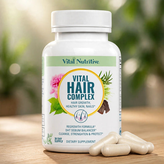Vital Hair Complex – Biotin & Vitamin B Hair Vitamins for Women & Men - wood