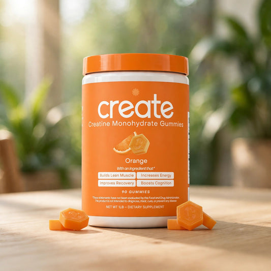 Create Creatine Monohydrate Gummies for Men & Women: Strength, Orange - wood