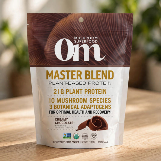 Om Mushroom Superfood Master Blend - Certified Organic Mushroom 6.34oz - wood