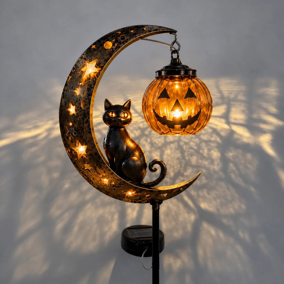 Solar Pumpkin Moon Garden Stake Light - image 2