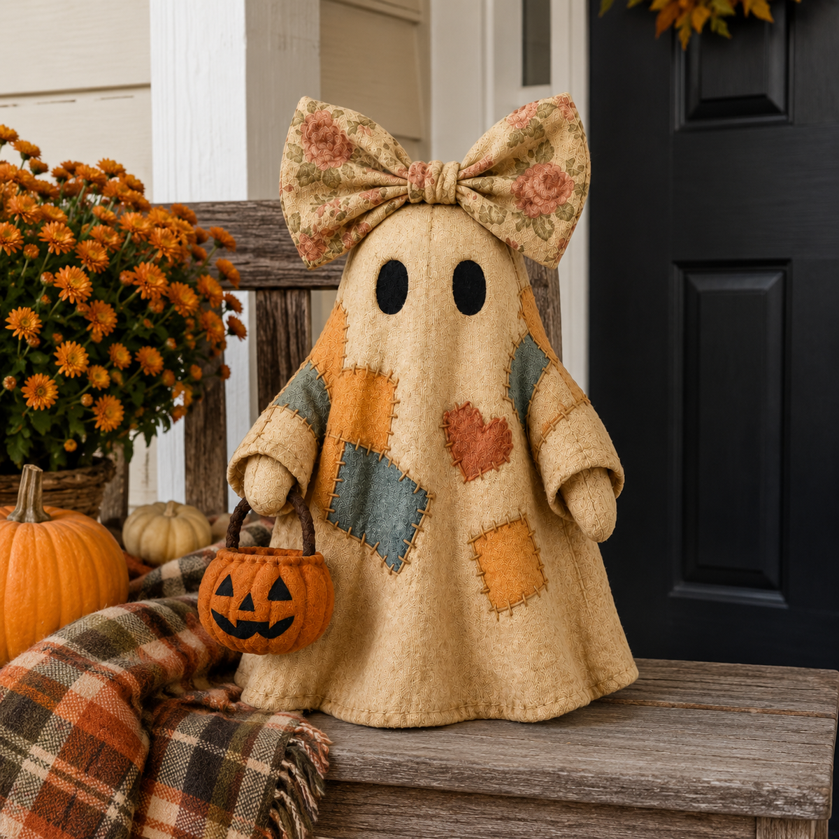 Vintage Patchwork Glowing Ghost - image 9