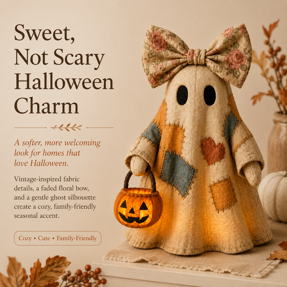Vintage Patchwork Glowing Ghost - image 4