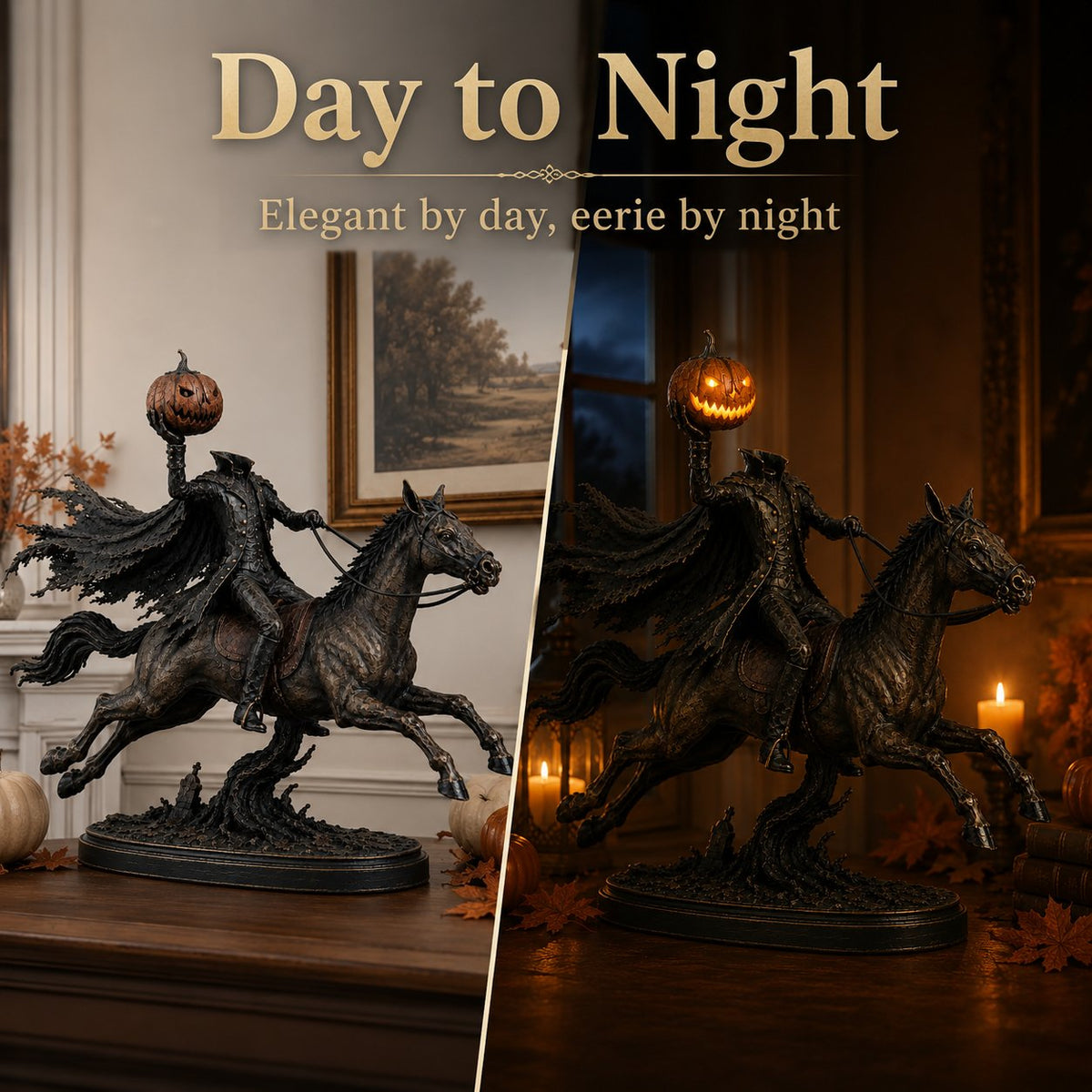 Headless Horseman Statue with LED Pumpkin - image 7