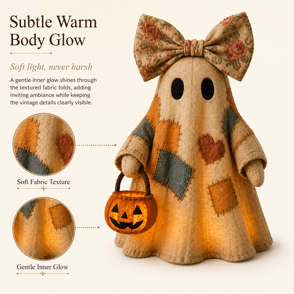 Vintage Patchwork Glowing Ghost - image 6