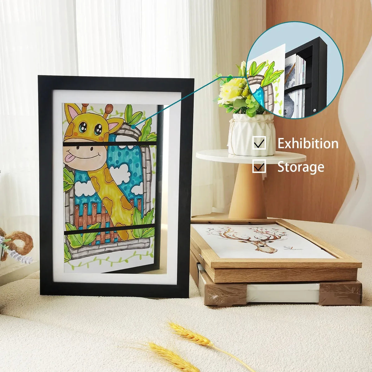 Magnetic Wooden Kids Easy Open Art Frame