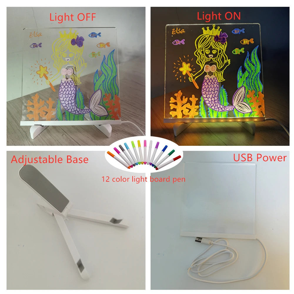 Personalized LED Erasable Acrylic Lamp for Kids