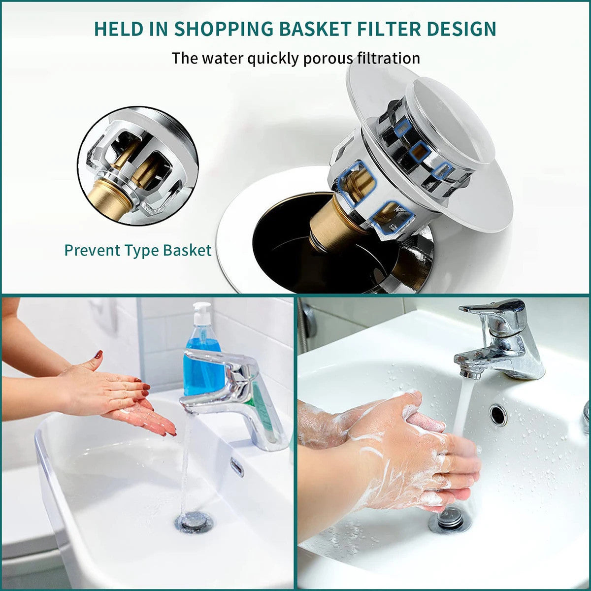 Upgraded Pop-Up Sink Drains Strainer Plug