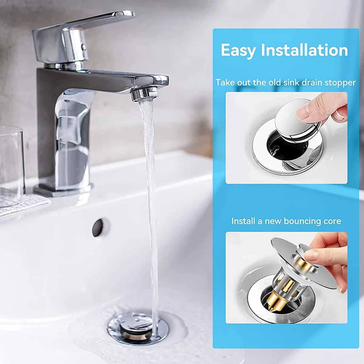 Upgraded Pop-Up Sink Drains Strainer Plug