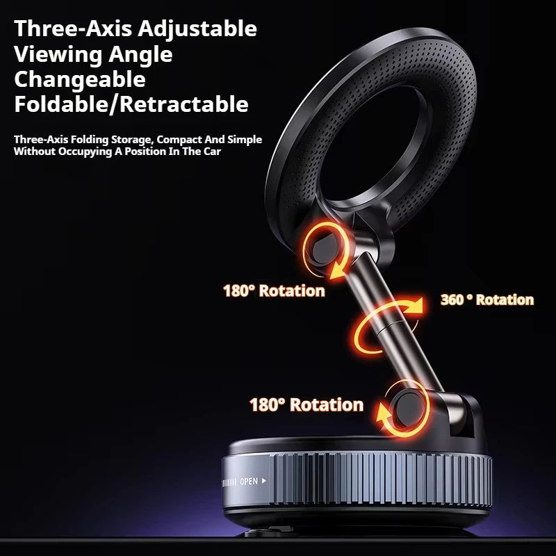 360° Rotatable MagSafe Car Phone Holder with Suction Cup