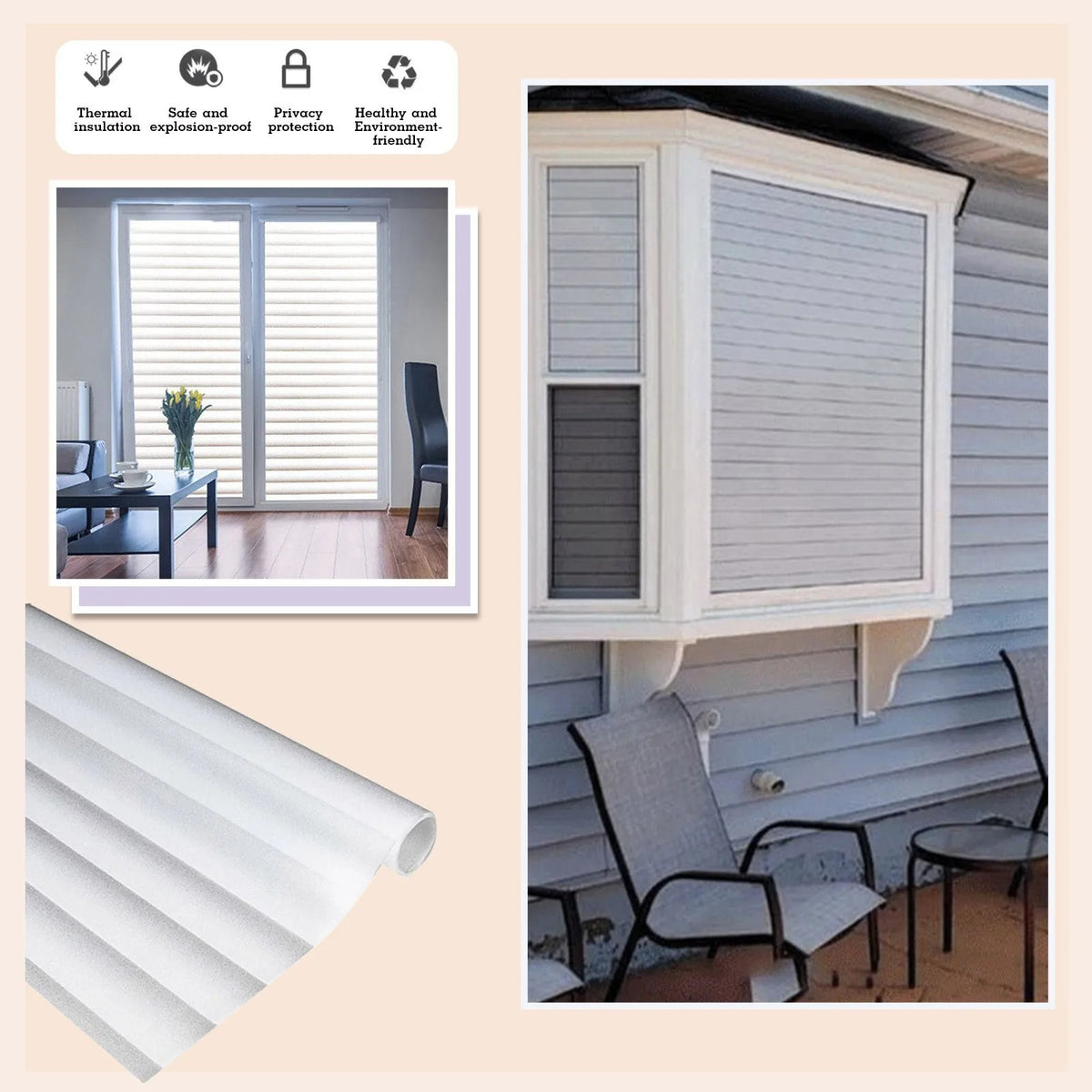 One-way Vision Horizontal Glass Shutter Privacy Window