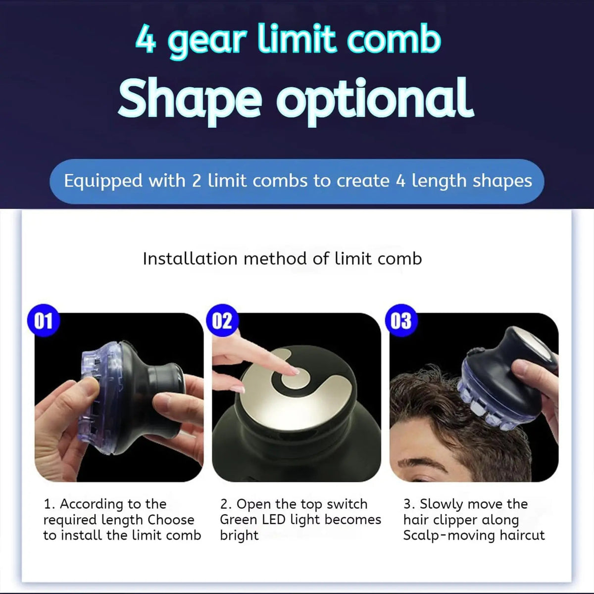Wireless circular hair clipper with LED display