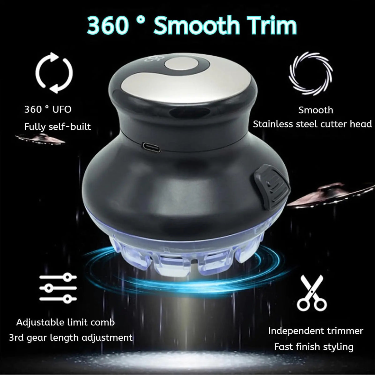 Wireless circular hair clipper with LED display