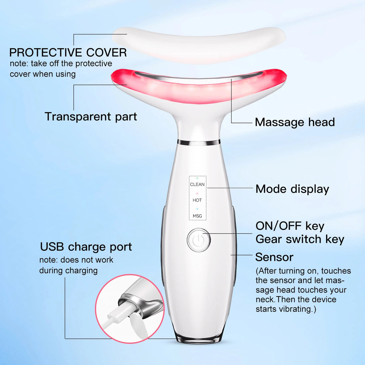 Facial Massager Neck Facial Beauty Device Lifting Tighten Skin Care Tool