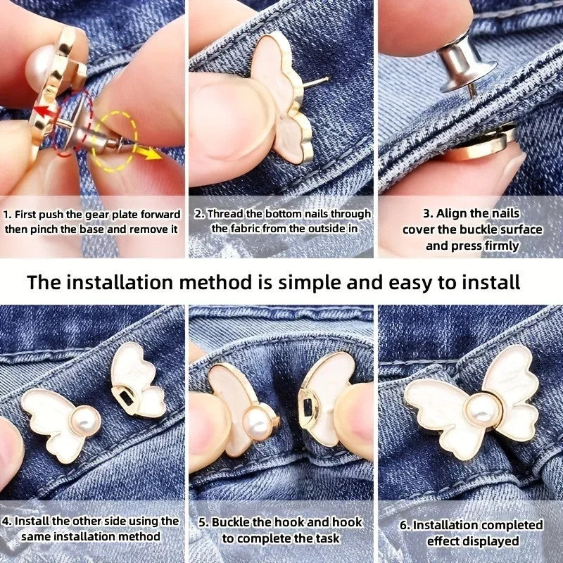 2 Pairs Butterfly-Shaped Waist Buckle Pins