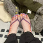 1 Pair 3D Printing Pattern Flip Flop Socks