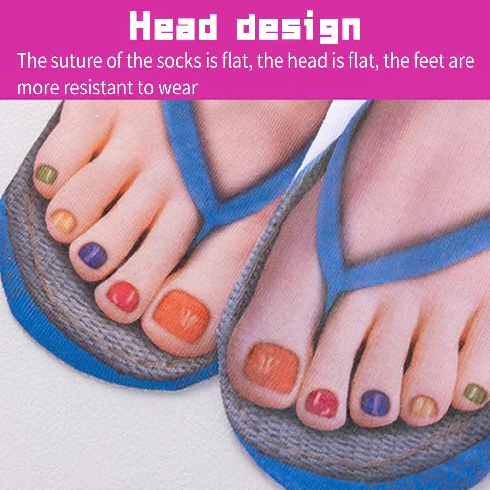 1 Pair 3D Printing Pattern Flip Flop Socks
