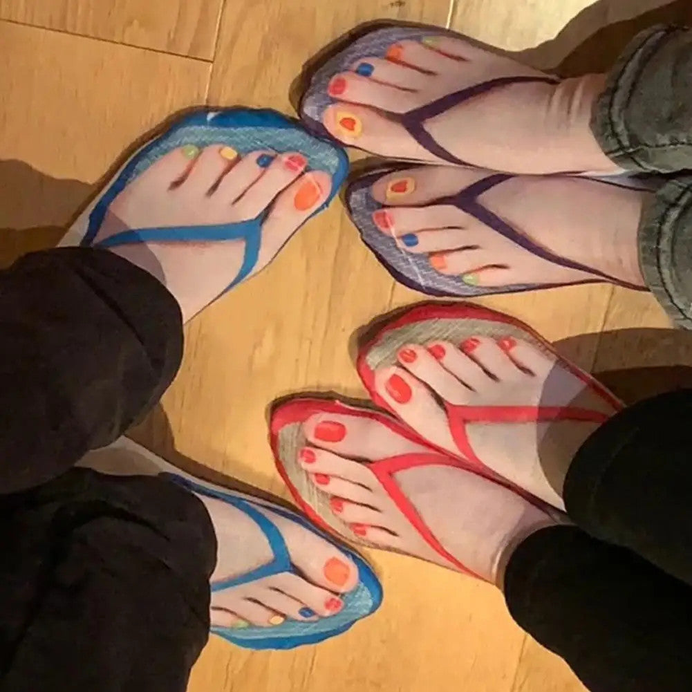 1 Pair 3D Printing Pattern Flip Flop Socks