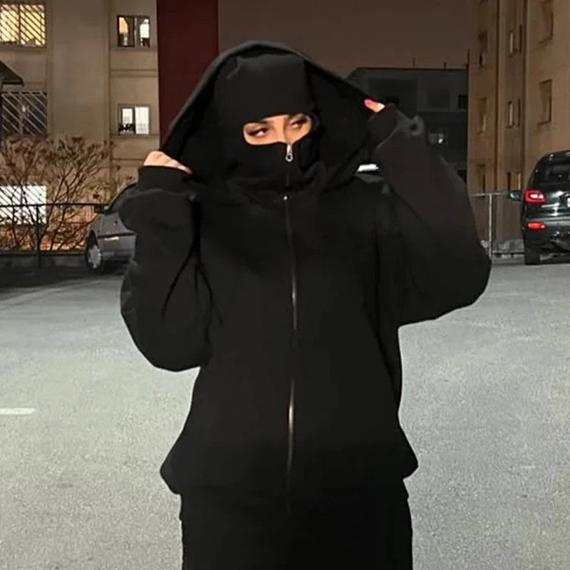 Balaclava Zip Hoodie Unisex HipHop Jacket