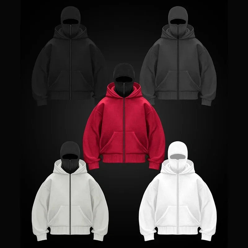 Balaclava Zip Hoodie Unisex HipHop Jacket