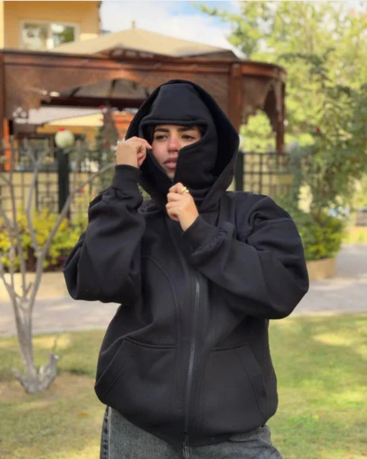 Balaclava Zip Hoodie Unisex HipHop Jacket