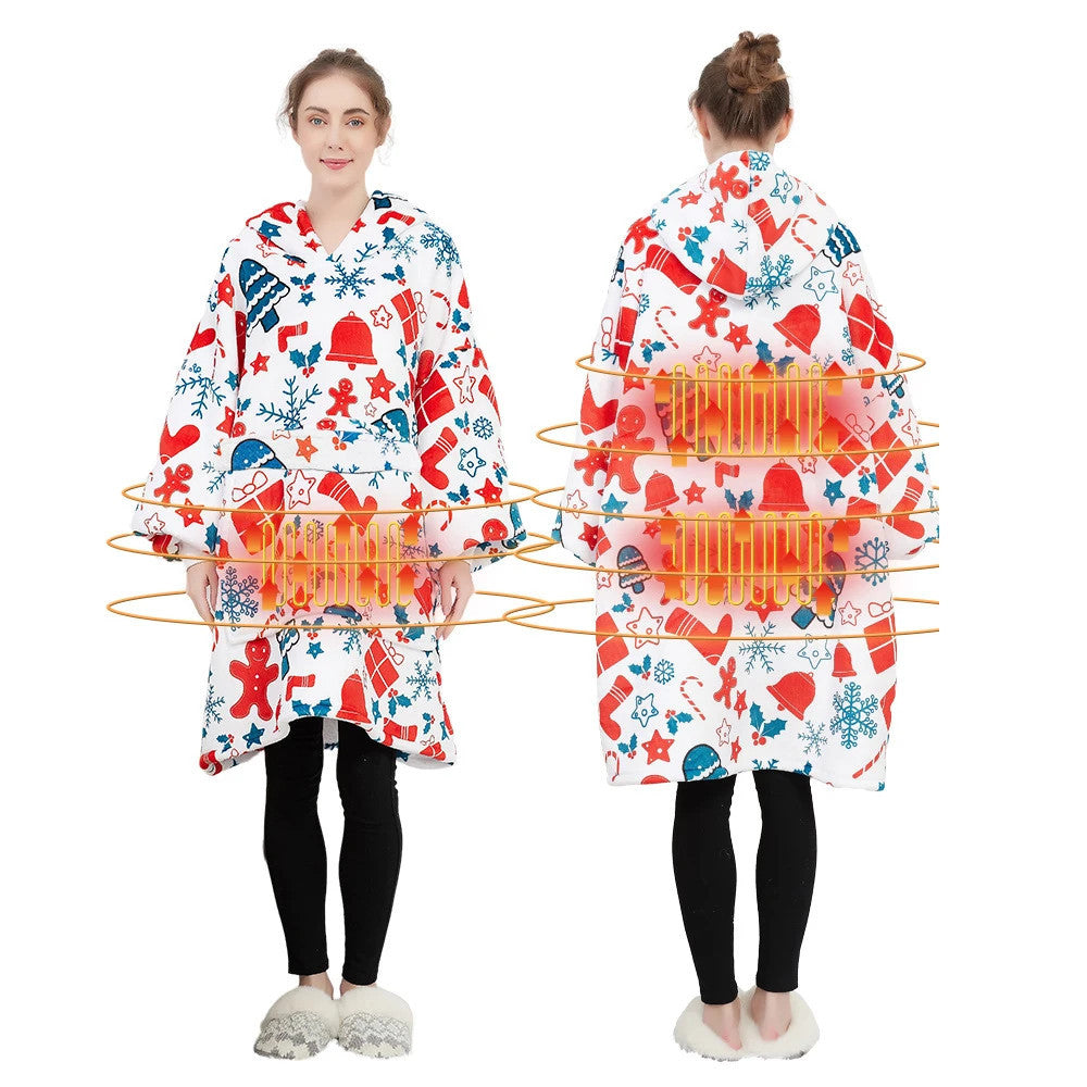 Large Size USB Electric Heated Wearable Blanket Hoodie