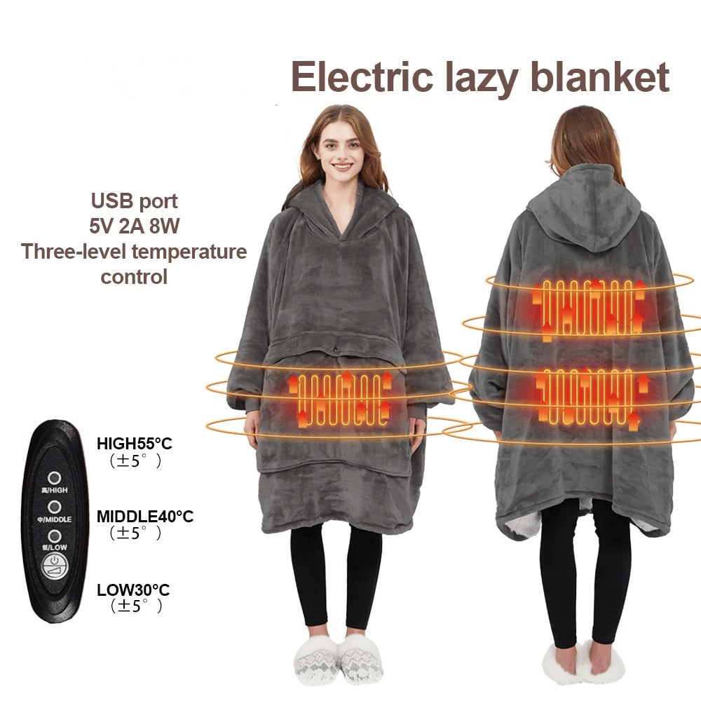 Large Size USB Electric Heated Wearable Blanket Hoodie