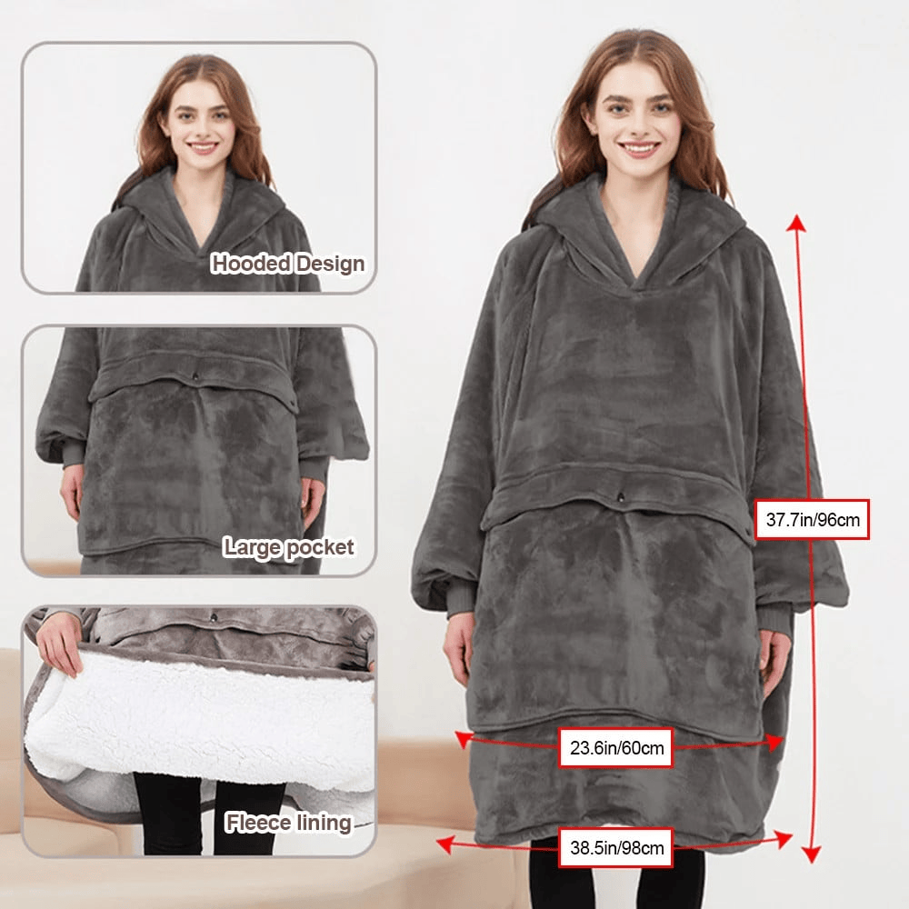 Large Size USB Electric Heated Wearable Blanket Hoodie