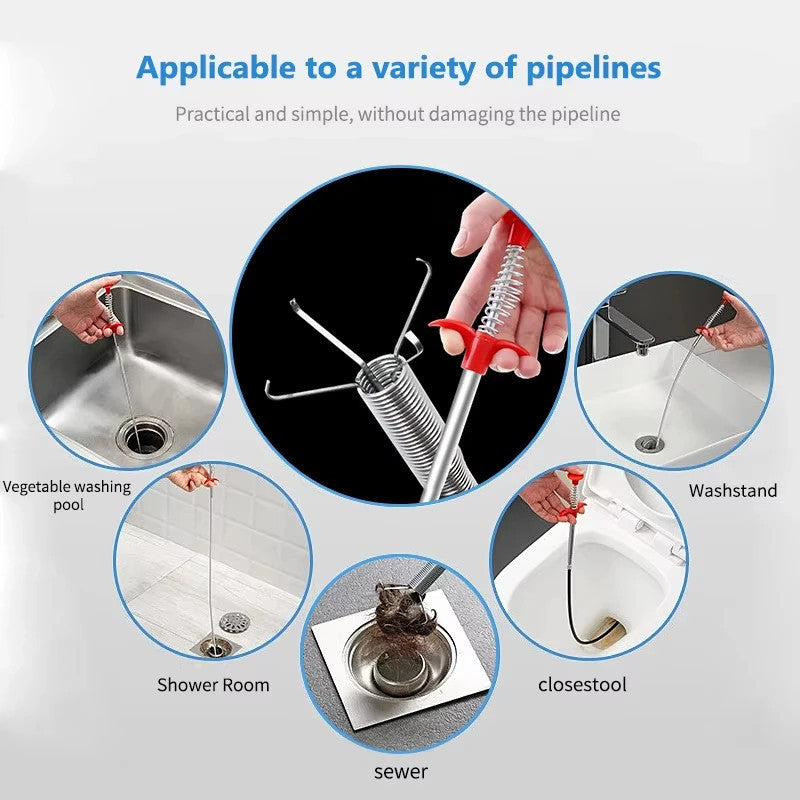 Spring Drain Cleaning Tool – Pipe & Sewer Unclogging Snake