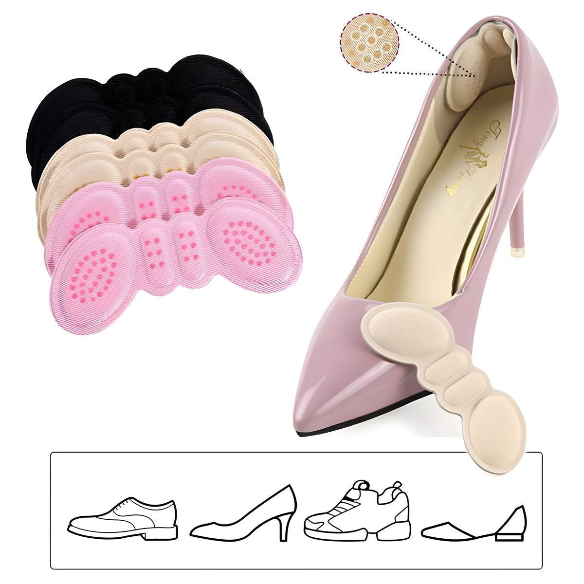 3 Pairs Heel Insoles Pads Patch Pain Relief