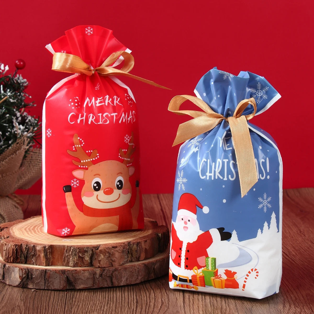50pcs Christmas Drawstring Bags