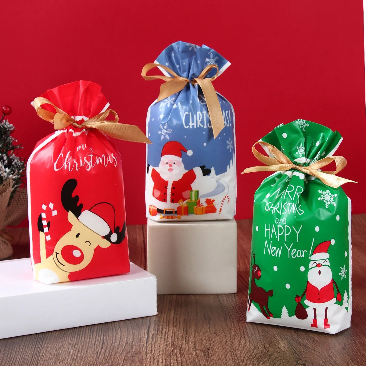 50pcs Christmas Drawstring Bags