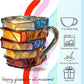 Painted Book Mug, 3D Colored Glass Book