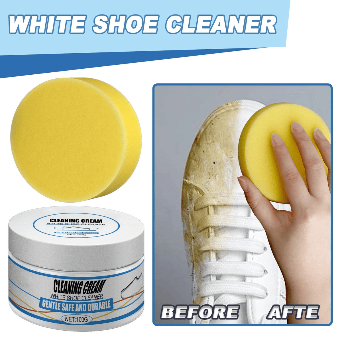 Shoe Cleaning Cream with Sponge
