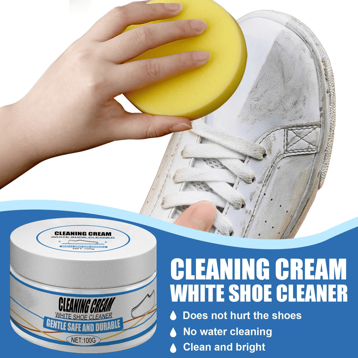 Shoe Cleaning Cream with Sponge