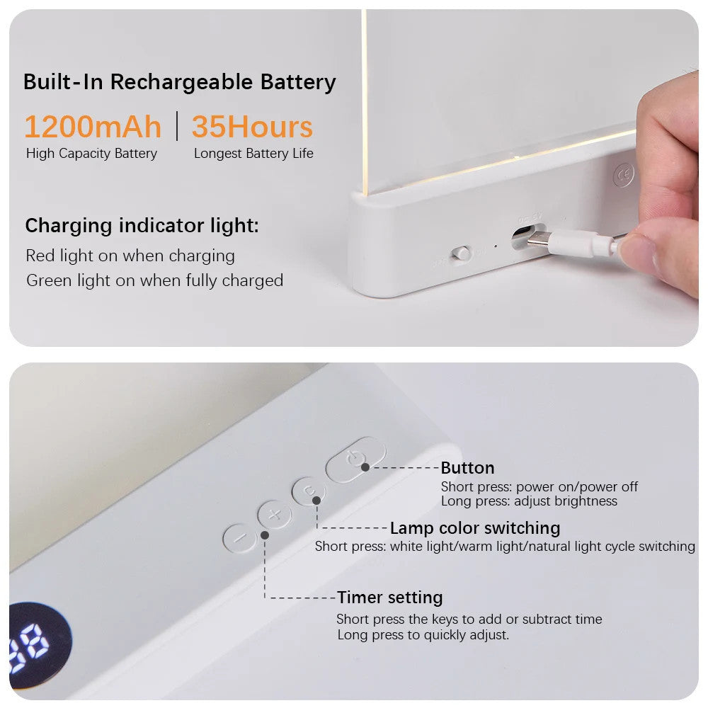 2-in-1 LED Book & Night Light – USB Rechargeable, Dimmable