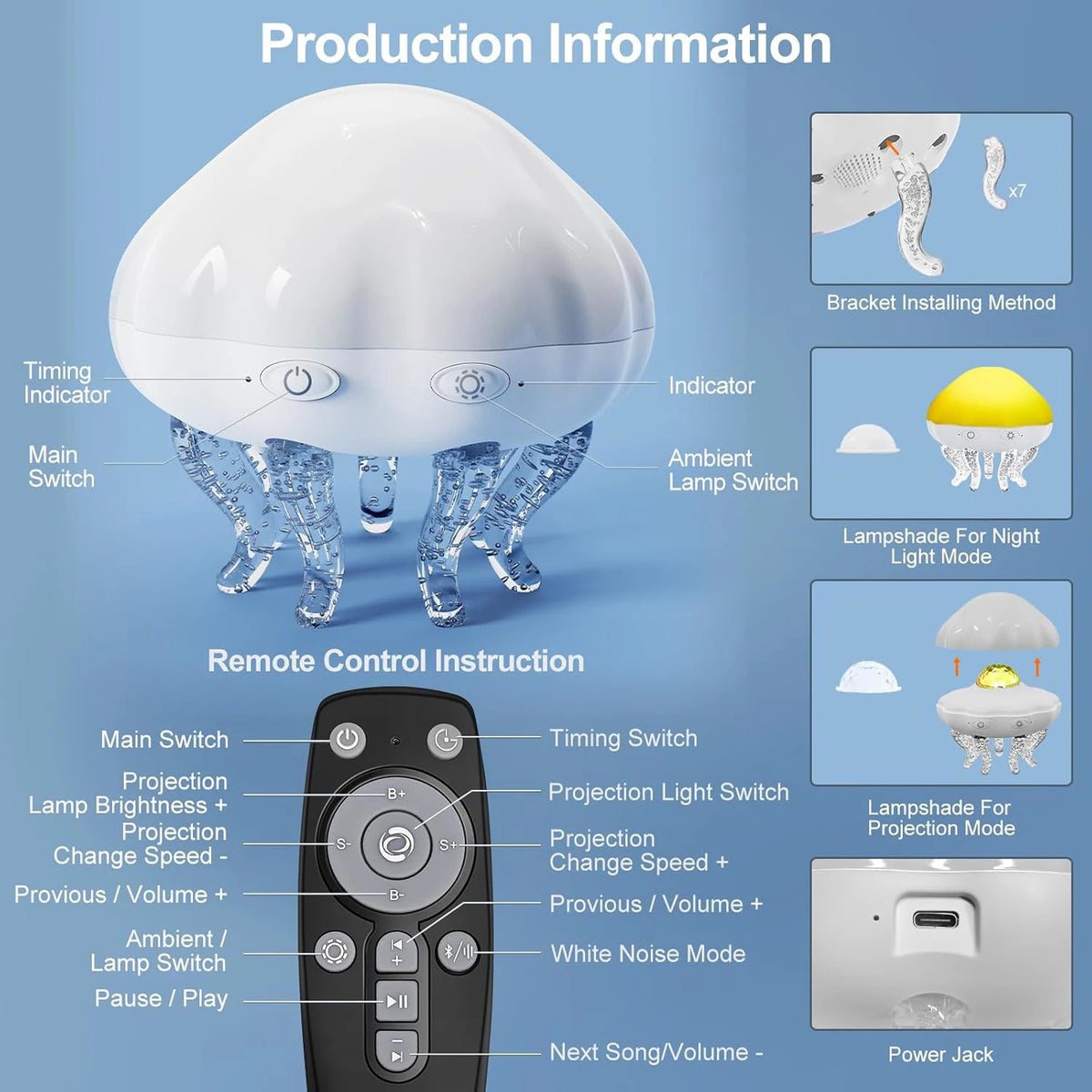 Jellyfish Lamp LED Galaxy Projector