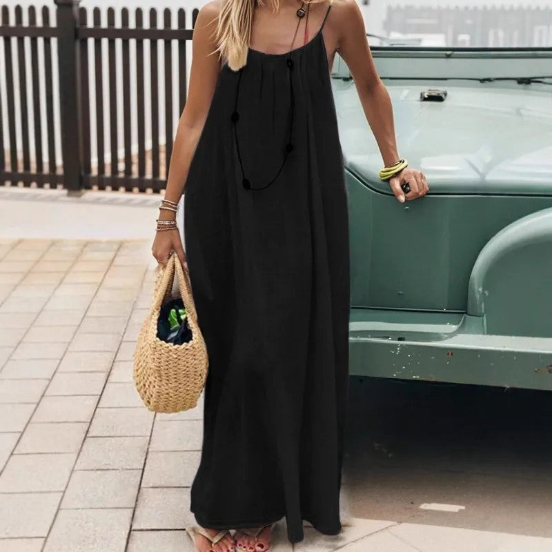 2026 Loose-Fit Spaghetti Strap Dress Women's Casual