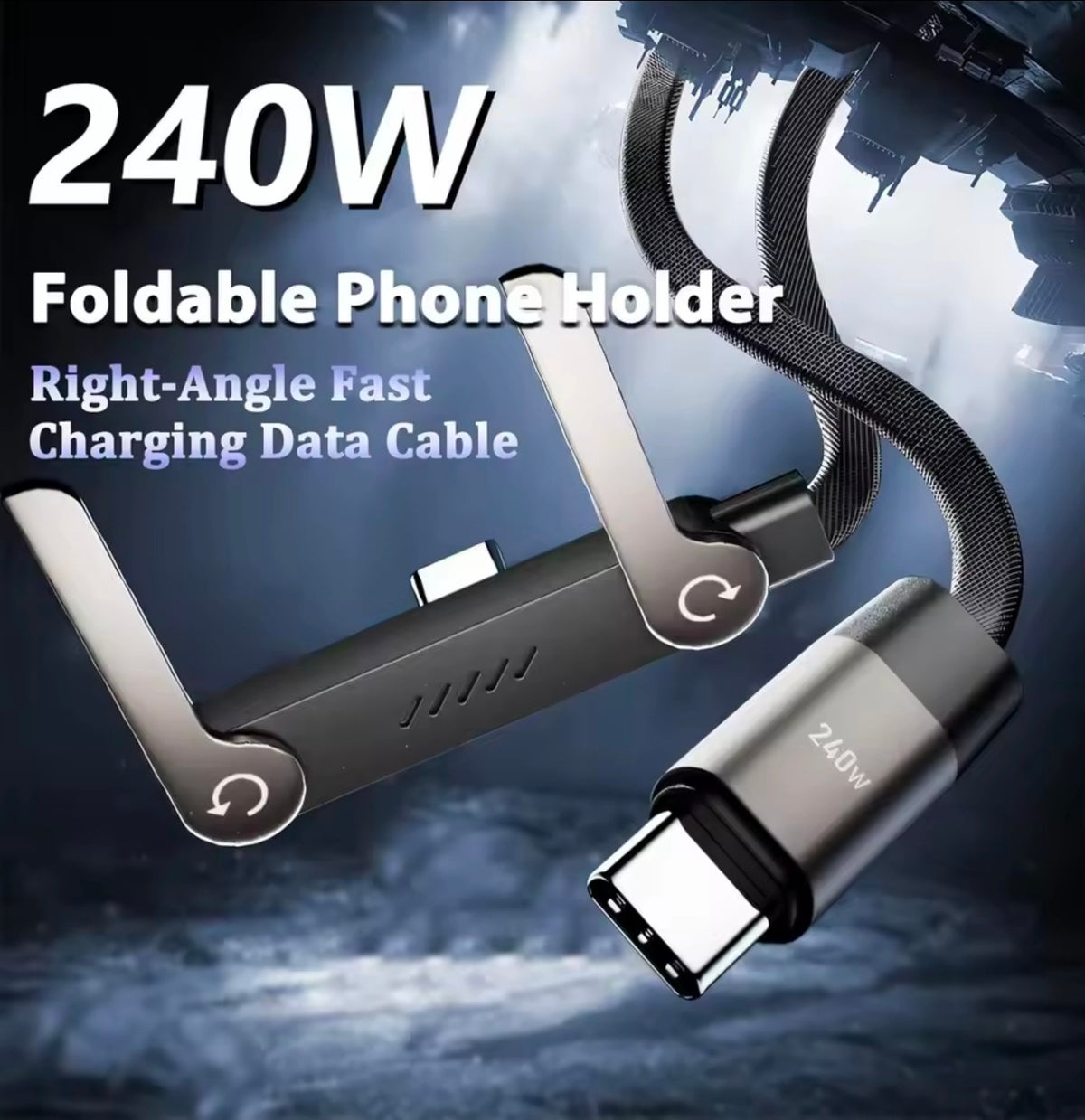 Foldable Charging Cable With Integrated Stand