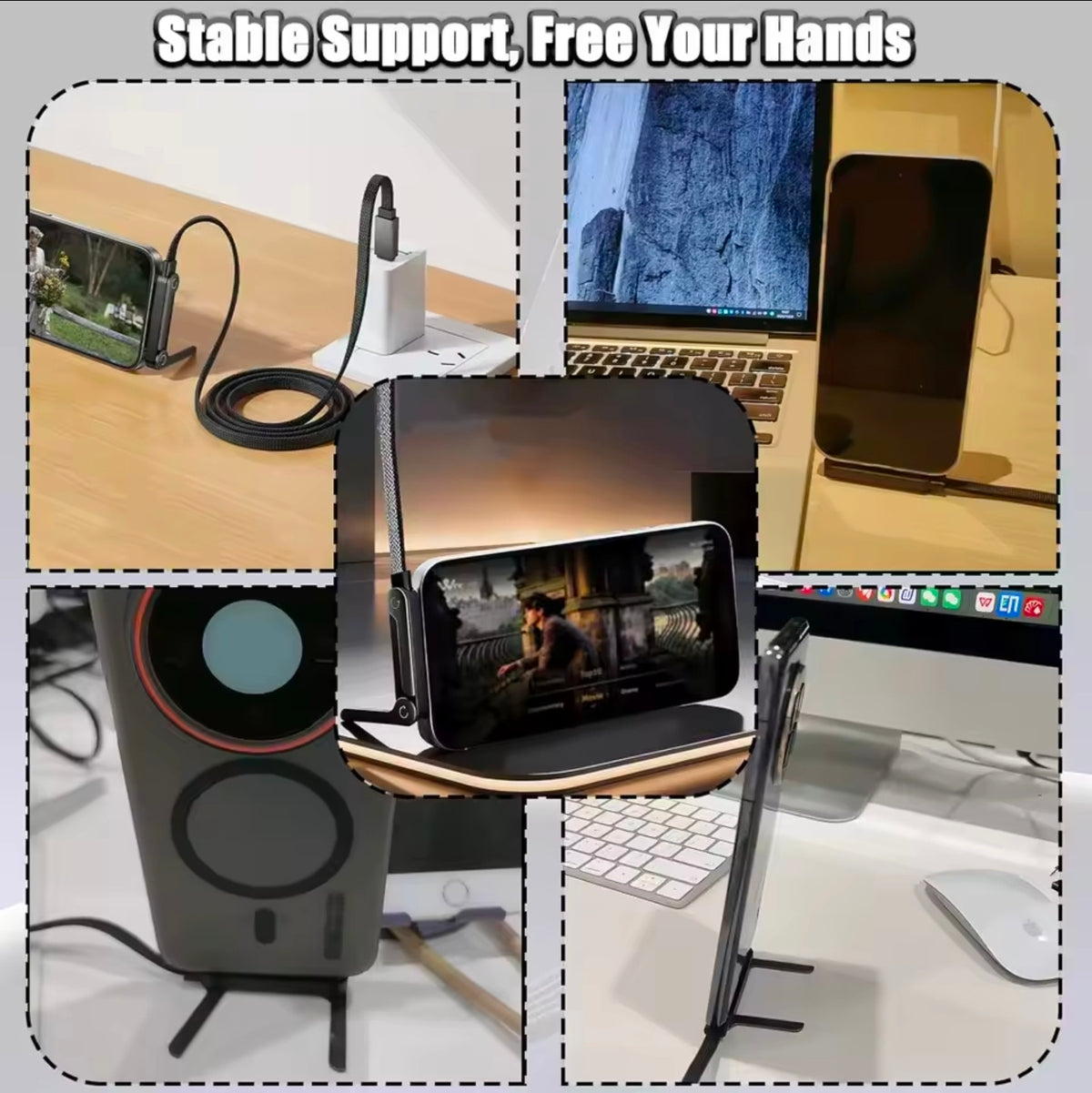 Foldable Charging Cable With Integrated Stand