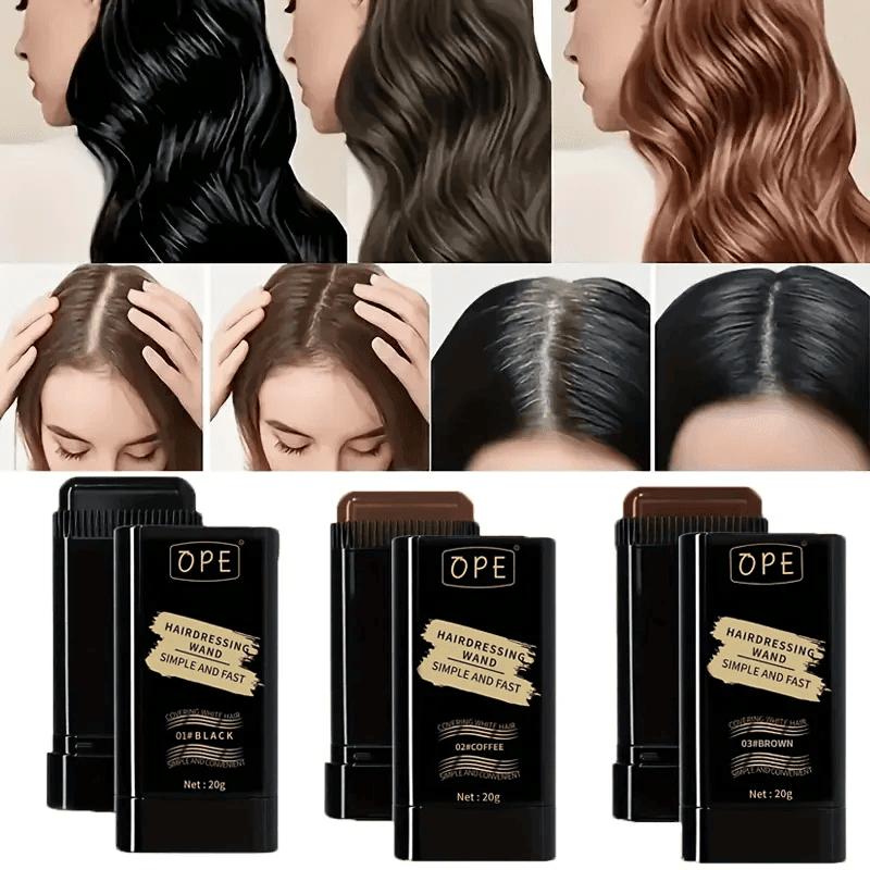 3-color portable hair dye stick with comb