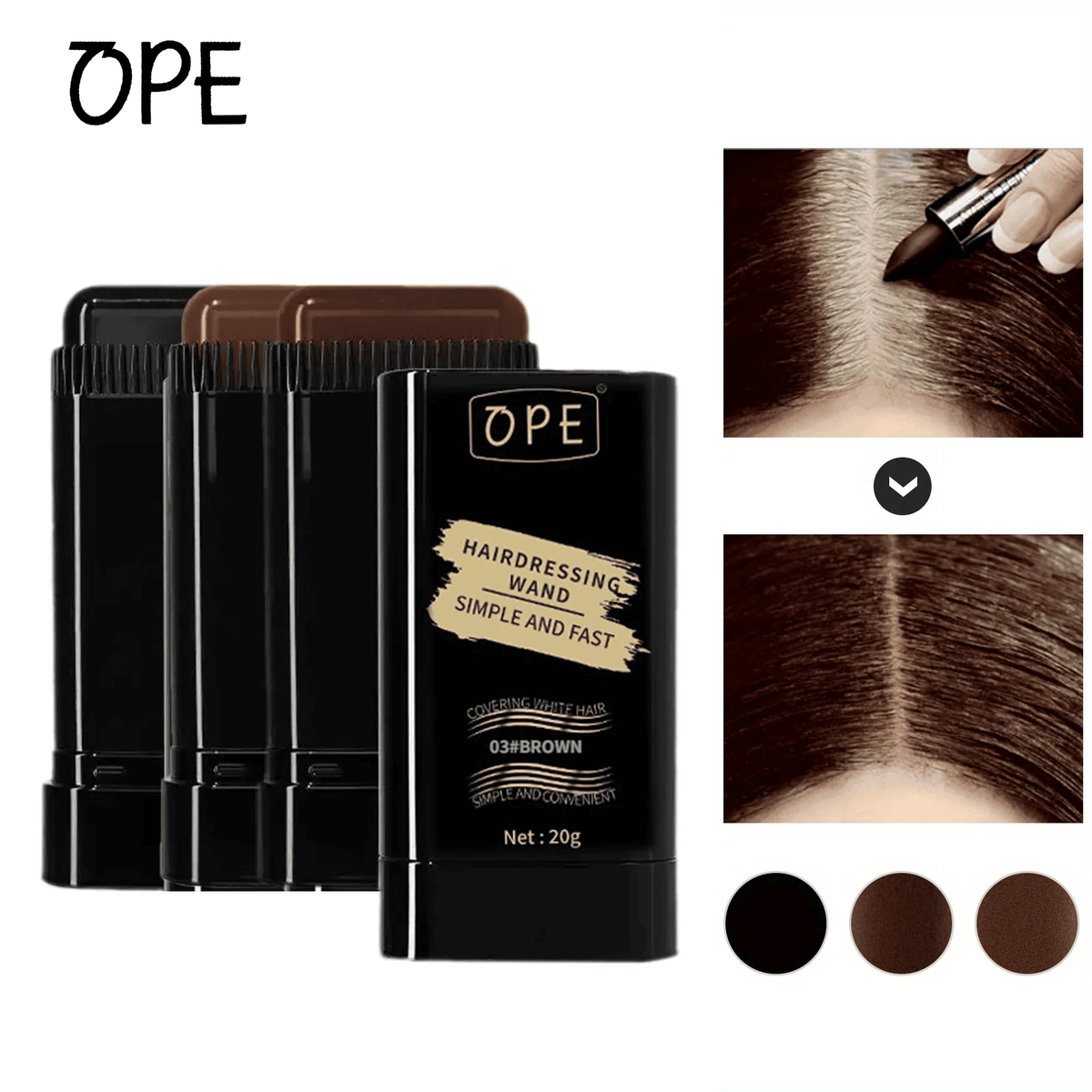 3-color portable hair dye stick with comb