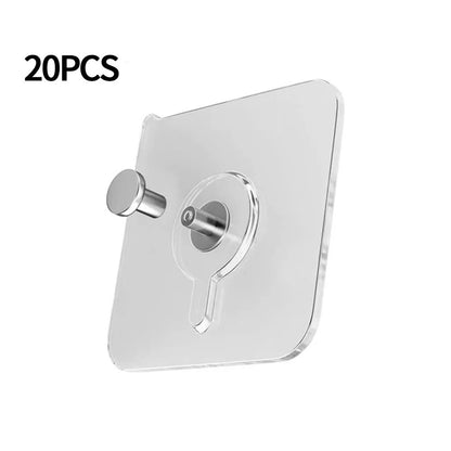 20Pcs Transparent Strong Self-adhesive Wall Hook