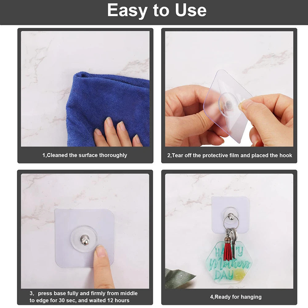 20Pcs Transparent Strong Self-adhesive Wall Hook