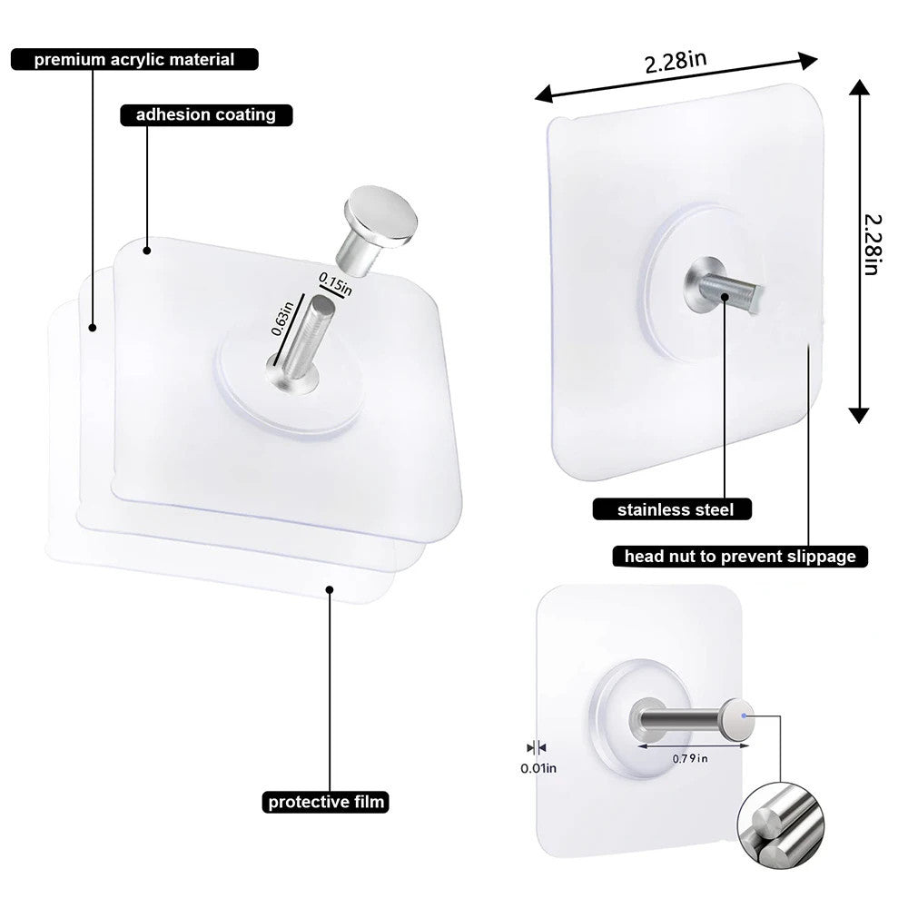 20Pcs Transparent Strong Self-adhesive Wall Hook