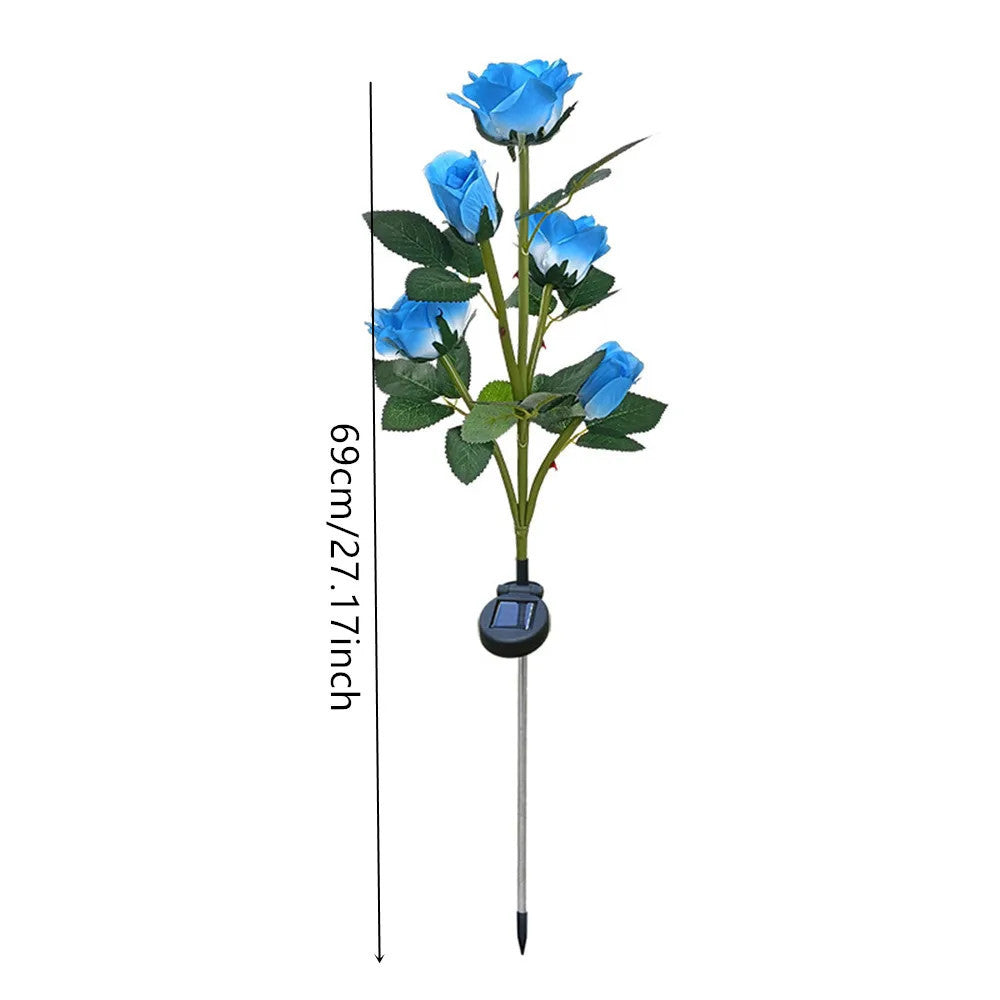 5 Heads Solar Lights Rose Flower