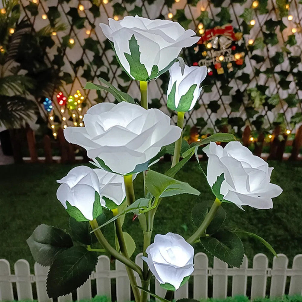 5 Heads Solar Lights Rose Flower